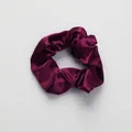 Luxurious deep purple satin scrunchie with soft silk texture and elegant glossy finish - Scrunchie_Dark Purple