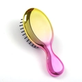 Metallic gold and pink gradient massage hair comb with soft black rounded bristles - Yellow Pink Gradient