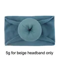 Elastic peacock blue knitted baby headband with a donut-shaped ring decoration - 5.5CM for Headband / Ivory White