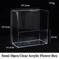 Transparent acrylic flower box 29.5x29.5x14.5cm for floral display and water culture - Semi-opening Acrylic Flower Box; Flower Bucket
