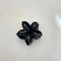 Glossy black frangipani flower hair claw clip for women's elegant updos and holiday styling - Medium Approx 6x5x3.8cm / Bright Black