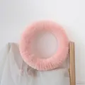 Housse de siège de toilette en laine rose pelucheuse avec texture fausse fourrure - Anneau en peluche - Rose / Rose