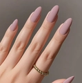 Elegant long oval almond press-on nails in glossy dusty rose pink finish - Jelly Glue + Nail File / Dusty Rose (AW303)
