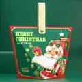 Scatola regalo Babbo Natale con manico in pelle per caramelle e dolci natalizi - Babbo Natale Con Stella / Spedizione Piatta