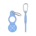 Light blue silicone bottle holder with carabiner clip for outdoor gear and accessories - Blue