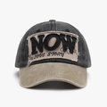 Vintage baseball cap in charcoal and khaki contrast with embroidered NOW patch - Adjustable / Black