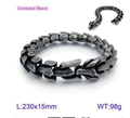 Oxidized black dragon scale titanium steel bracelet for men with industrial finish - 23CM / Matte Black