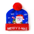 LED Christmas beanie with knit Santa pattern and colorful lights in red and blue - Royal Blue Santa Claus Hat