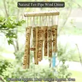 Handcrafted natural bamboo wind chime with ten tubes featuring dark spiral patterns - Natural 10 Vertical Tubes (Dia 18cm/Len 29cm)