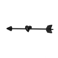 Punk style black PVD stainless steel industrial barbell with arrow and heart design - Black