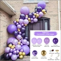 109pcs purple and gold balloon arch kit with macaron, matte, and chrome latex balloons - Purple Noble