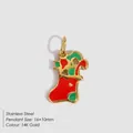 Ansteckanhänger Weihnachtsstrumpf aus 14K vergoldetem Edelstahl mit Emaille für DIY - Weihnachtssocke