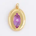 Gold-plated evil eye oval pendant with purple marquise zircon stone for jewelry making - Gold Purple Marquise L456805-4