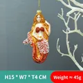 Golden mermaid Christmas tree ornament with red sequins and white beads, 15x7x4cm size - Model 11-Golden Orange Mermaid