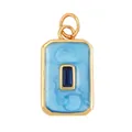 Blue rectangular pendant with gold frame and central gemstone for DIY jewelry - Blue Faux Stone Rectangle Charm