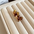Close-up of heart-shaped amber leopard print resin stud earrings on soft velvet - Heart Stud (15# Silver Needle-Coffee-Heart)