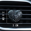 Sparkling black heart-shaped car air vent clip decorated with rhinestones 3x2.6cm - Black Heart