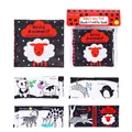 Black and white high contrast baby cloth book set with animal patterns for visual stimulation - Animal Theme
