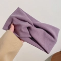 Bandeau croisé large violet pour femme, design élégant avec nœud en tissu doux et souple - Violet