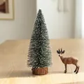 Mini tabletop Christmas tree with white snow flocking and natural wood base, 30cm height - 30CM Flocked Christmas Tree