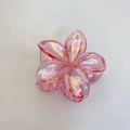 Pink translucent frangipani flower hair claw clip with iridescent finish for women - Frangipani Hair Clip / Pack of 12 (8x7x4cm) / Iridescent Transparent Pink