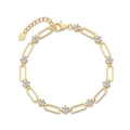 Pulsera de cadena de clips en plata S925 dorada con brillantes piedras de moissanita - 19+5cm / Moissanita 4mm/0.3ct