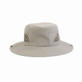 Quick-dry outdoor sun hat with wide brim, breathable mesh and side metal snaps in grey - 58cm One Size / Off White