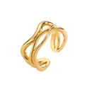 Macro detail of golden triple-layered wavy open ring with high-polish metallic finish - Gold Style G (Triple Layer Wave)