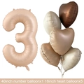 Detail of 40-inch caramel number 3 and heart-shaped matte foil balloons set - Caramel Number Set 3