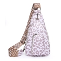 Vintage PU crossbody chest bag with purple leopard print and geometric wide strap - White Leopard Print