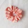 Elegant pale pink satin scrunchie with a soft silk-like texture and high elasticity - Cherry Pink