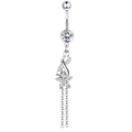 Silver navel ring with zircon infinity symbol and star pendant tassel detail - Silver Star