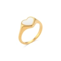 18k gold plated stainless steel heart ring with white mother of pearl inlay - US 8 / White