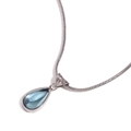 Collana a catena serpente argento con ciondolo a goccia blu liscio da donna - Acciaio - Strass Blu