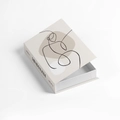 Beige and white minimalist faux book storage box with abstract black line art decor - Magnetic Storage Box (Openable) / FH-23