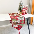 Christmas table runner with poinsettia patterns and red tassels on marble table - 1# Poinsettia Floral