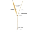 Golden titanium steel wheat pendant necklace with 18k plating and elegant pearl tassel - 2 Pearls / Gold