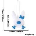 Pendentif lapin de Pâques en feutre blanc avec nœud bleu et dimensions 9x6,5cm - Pendentif Queue de Lapin Bleu