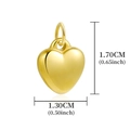 Ciondolo a cuore in acciaio inossidabile placcato oro 18k con misure esatte 1,7x1,3cm - Cuore d'Oro Liscio - A0002301