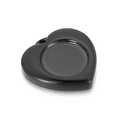 Macro view of black heart-shaped pendant base with smooth finish for DIY jewelry - Black Style C (KLJ4918-Z)