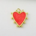 Ciondolo a cuore in smalto rosso con bordo perlato dorato per bracciali fai-da-te - Rosso Lucido