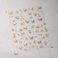 Pegatinas 5D TL-201 mariposa dorada en relieve con lazos y perlas para manicura - Estilo de Mariposa Polarizada Oro Cálido (TL-201)
