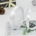 Roll of 1cm white satin ribbon with glossy finish for gift wrapping and wedding bows - 01# White