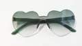 Frameless heart-shaped sunglasses featuring green gradient lenses and metal hinges - Gradient Green