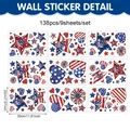 Set of 138 US Independence Day static window clings with stars and heart designs - 138pcs Star Heart Floral Set (UV26Y80306S_T)