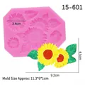 Sunflower silicone mold for fondant and clay DIY, featuring detailed flower and leaf textures - Pink