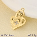 Gold heart-shaped MOM pendant with sunflower design and zircon accents for DIY jewelry - MOM Heart Zircon (KLJ9644-ZLA)