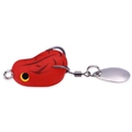 Red frog lure with black patterns, yellow eyes, and a silver rotating metal blade - New Red (2.5cm-2.9g)