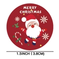 Adesivi tondi rossi Merry Christmas da 3,8 cm con Babbo Natale e motivi natalizi a fiocco - 3,8 cm (1,5 pollice)