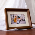Modern solid wood picture frame with elegant mat board and natural grain texture - New Walnut